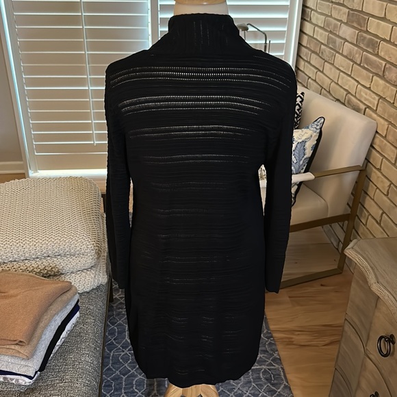 Black Long Woven Duster Cardigan - Picture 4 of 5